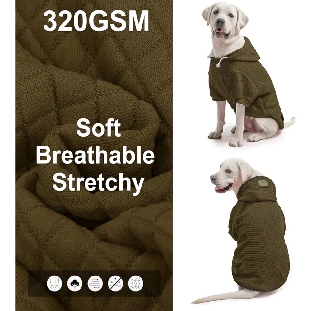 Army Green Quilted Dog Hoodie